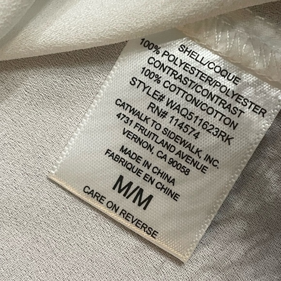 NWT Pleione Lace-trimmed Peplum Blouse Women’s Size M Surplice Neck White - Picture 8 of 16